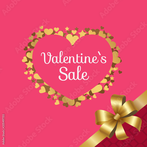 Valentines Sale Poster Heart Made of Golden Stars