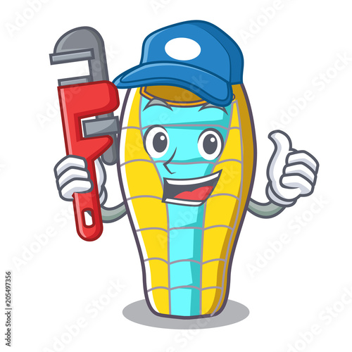 Plumber sleeping bad mascot cartoon