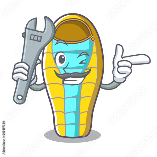 Mechanic sleeping bad mascot cartoon