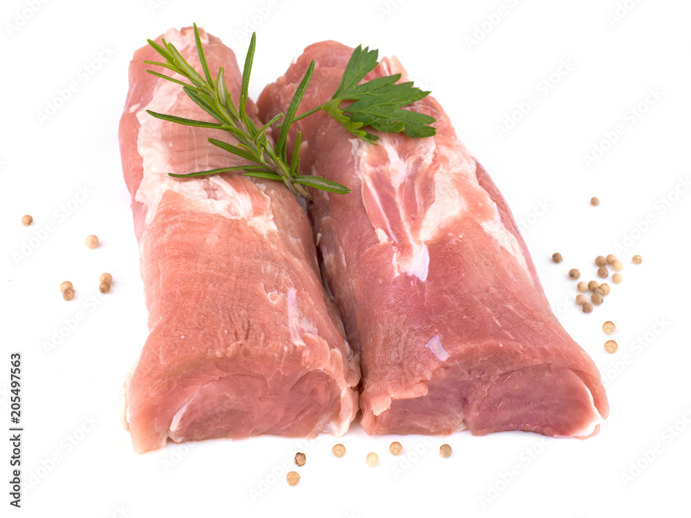 filet mignon de porc cru isolé sur fond blanc filet mignon de porc cru isolé sur fond blanc
