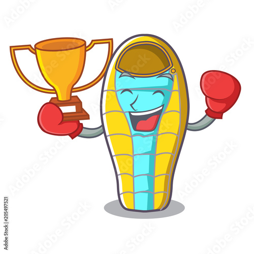Boxing winner sleeping bad mascot cartoon