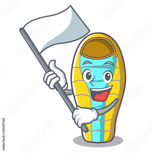 With flag sleeping bad mascot cartoon