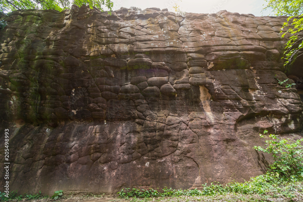 Fototapeta premium Texture of the natural sandstone cliff in the jungle, Phu Sing, Bueng Kan, Thailand