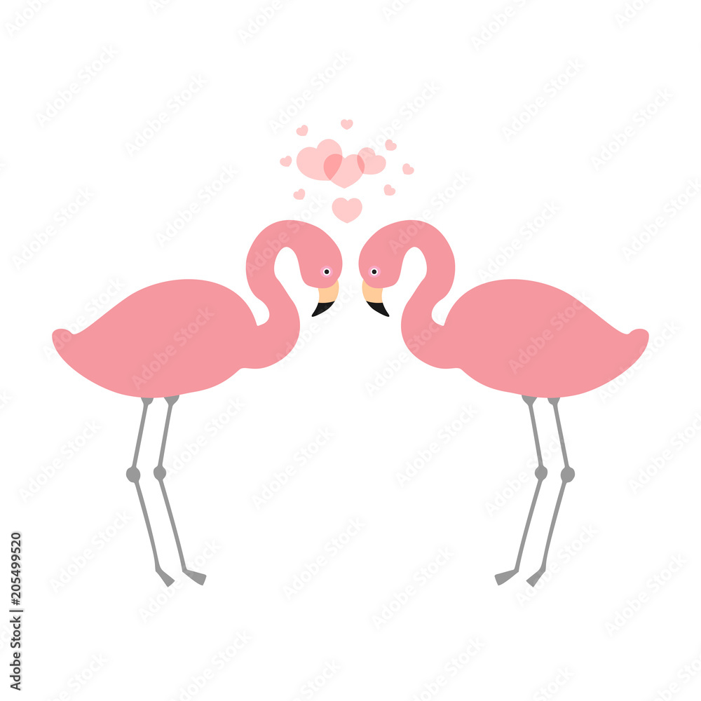 Fototapeta premium Two pink flamingos in love