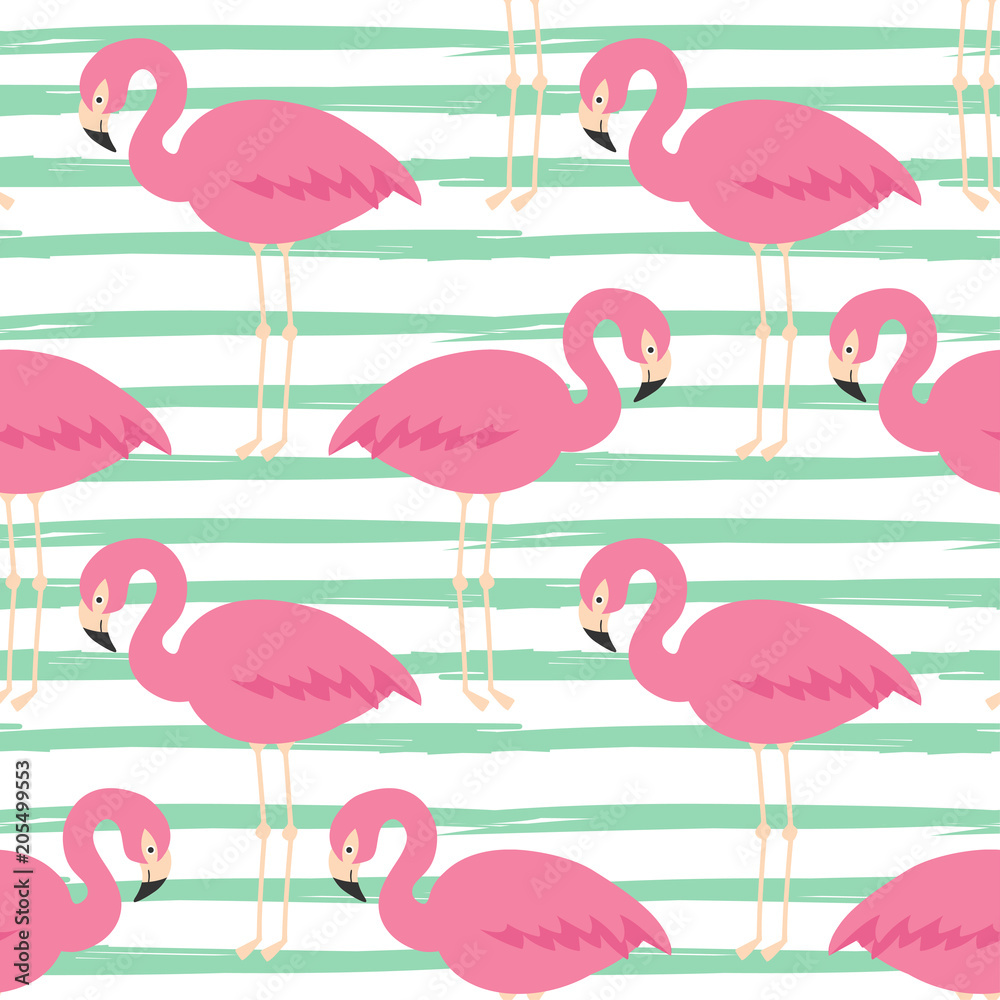 Obraz premium stripe broad and flamingos seamless