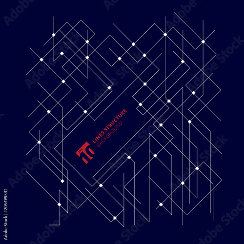 Abstract architecture lines dimensional structure on dark blue background.