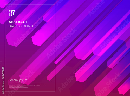 Abstract Colorful Hexagon dynamic shape composition purple background.
