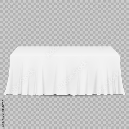 Table with tablecloth isolated on a transparent background. Vector illustration.