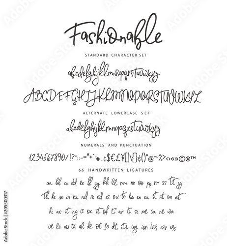 Handrawn vector alphabet. Letter for script font.