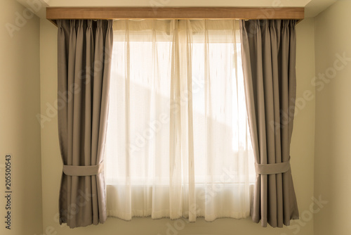 Curtain with warm sunlight