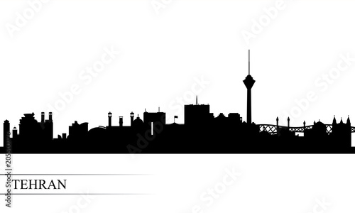 Tehran city skyline silhouette background