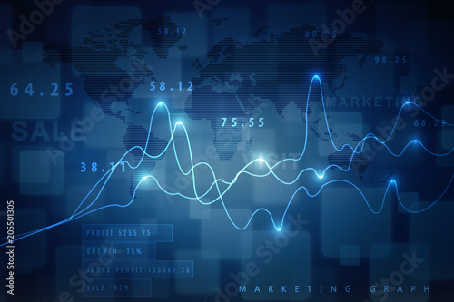 2d rendering Stock market online business concept. business Graph 