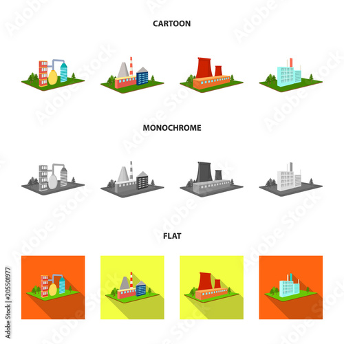 Processing factory,metallurgical plant. Factory and industry set collection icons in cartoon,flat,monochrome style isometric vector symbol stock illustration web.