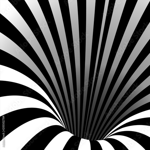 Spiral Vortex Vector. Illusion Swirl. Tunnel Hole Effect. Movement Executed In The Form. Psychedelic Effect. Geometric Background Illustration