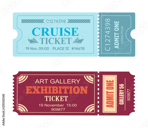 Art Gallery Exhibition Cruise Coupon Set of Vector