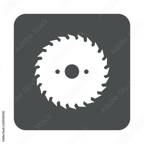 Icono plano hoja de sierra circular en cuadrado gris photo