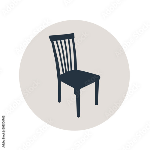 Icono plano silueta silla en circulo gris