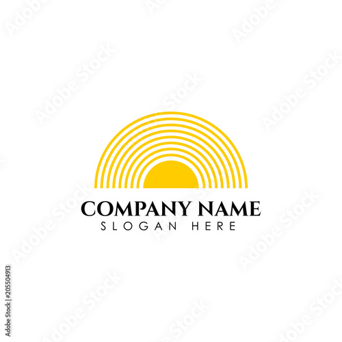 Sunrise sunshine logo template. Vector illustration Icon Logo Template Sun over horizon