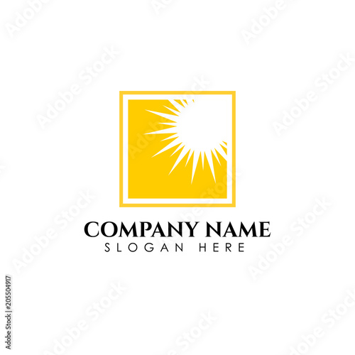Sunrise sunshine logo template. Vector illustration Icon Logo Template Sun over horizon
