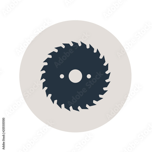 Icono plano hoja de sierra circular en circulo gris photo