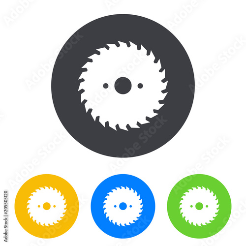 Icono plano hoja de sierra circular en circulo varios colores photo