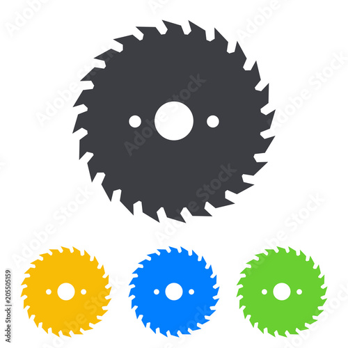 Icono plano hoja de sierra circular en varios colores photo