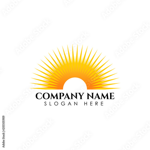 Sunrise sunshine logo template. Vector illustration Icon Logo Template Sun over horizon