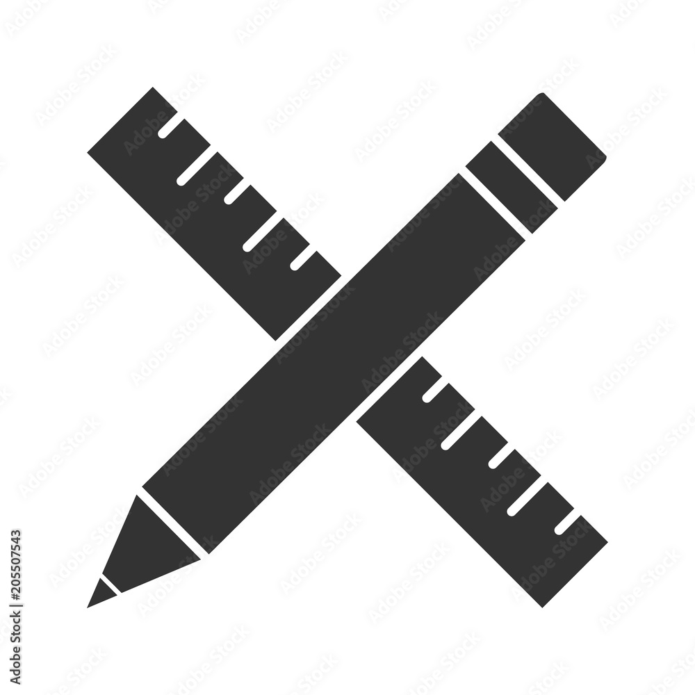 Ruler and pencil glyph icon