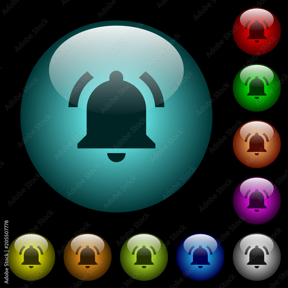 Active notification icons in color illuminated glass buttons Active notification icons in color illuminated glass buttons
