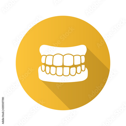 Dentures flat design long shadow glyph icon