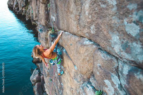 A climber above the water.