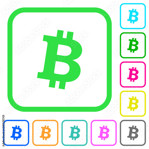 Bitcoin digital cryptocurrency vivid colored flat icons