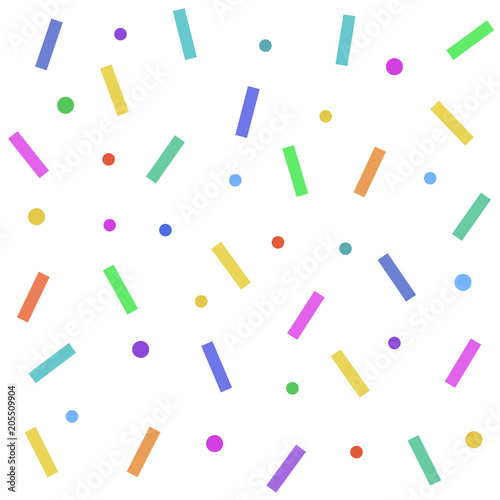 Seamless abstract pattern of colored glaze with confetti on a white background. Vector texture for ice cream, bakery products, food decoration.