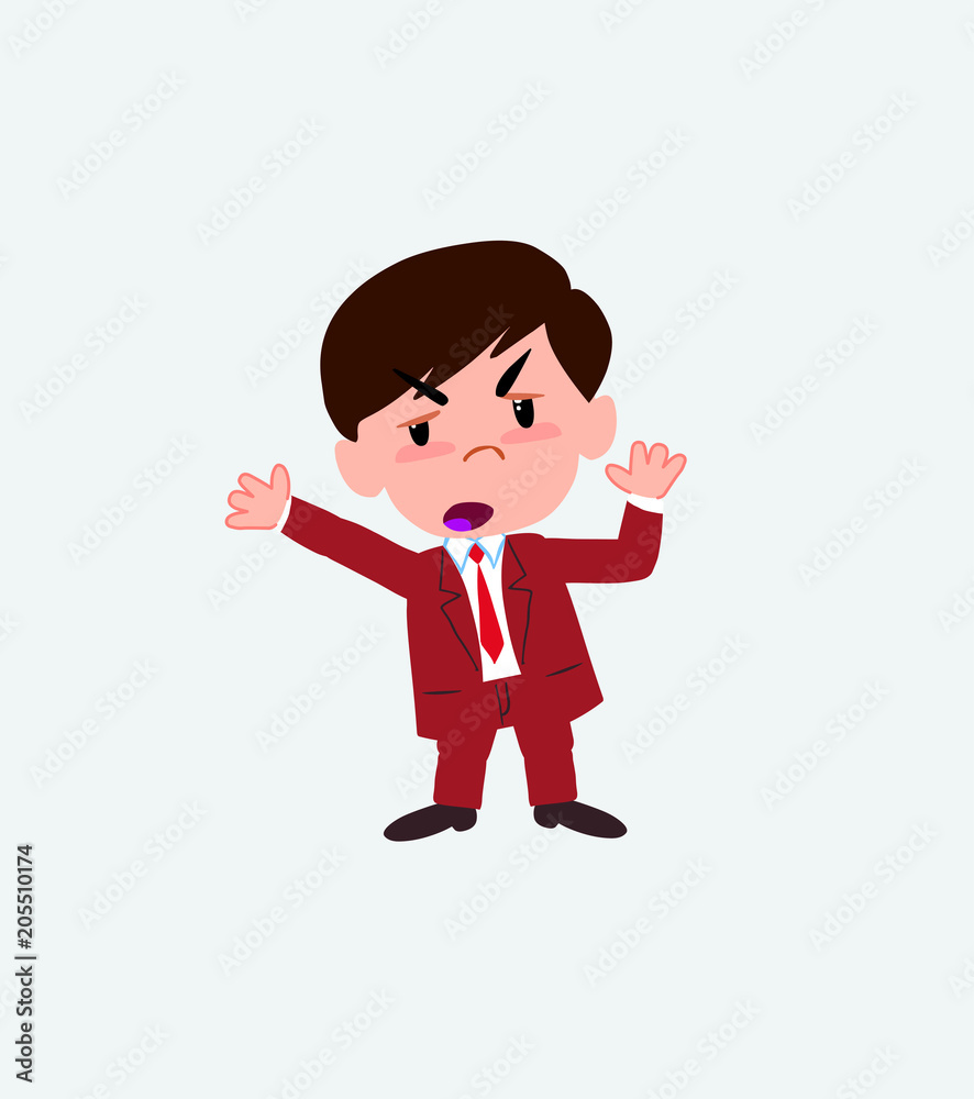 Businessman argues something with a gesture of discontent. Businessman argues something with a gesture of discontent.