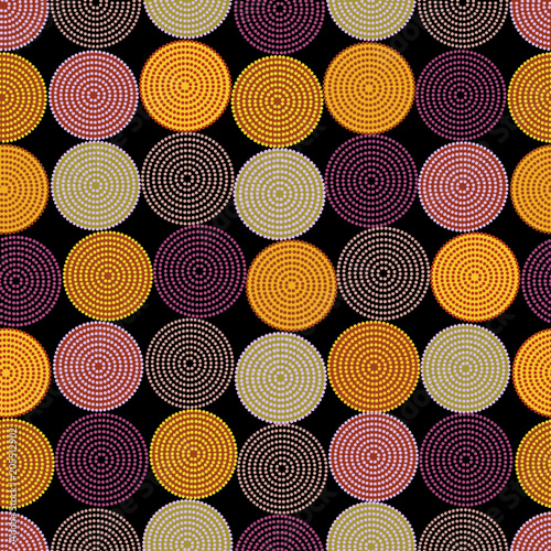 Australian aboriginal seamless vector pattern with dotted circles