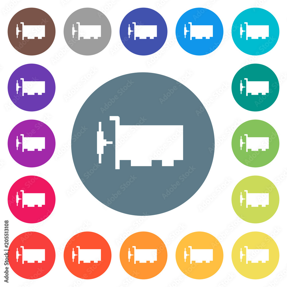 Network interface card flat white icons on round color backgrounds Network interface card flat white icons on round color backgrounds