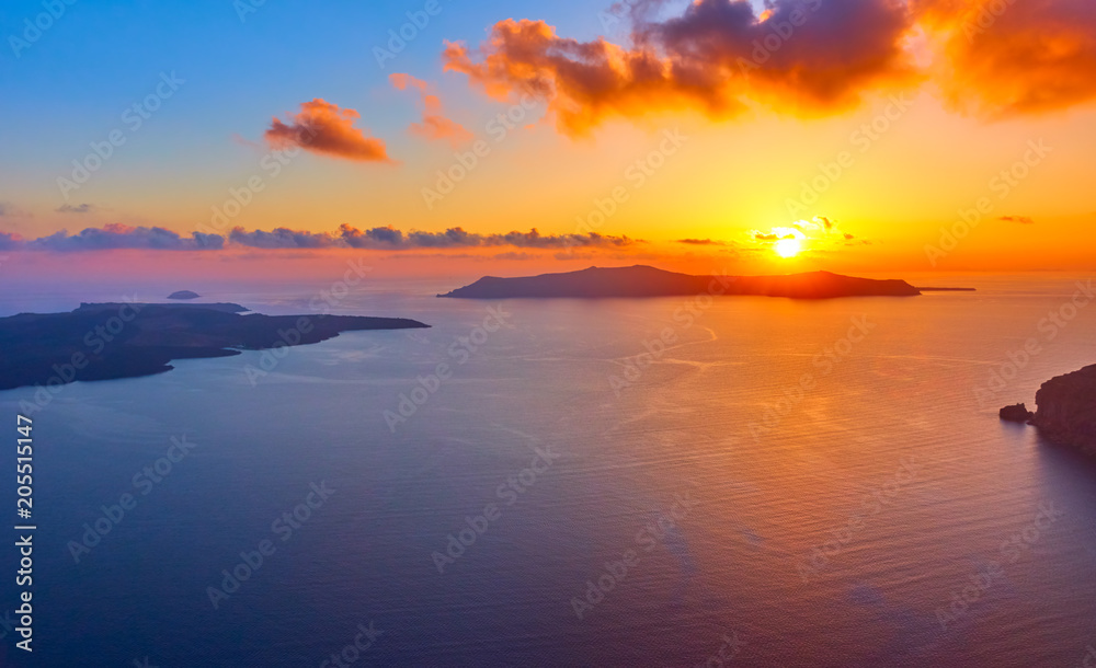 Scenic sundown in Santorini
