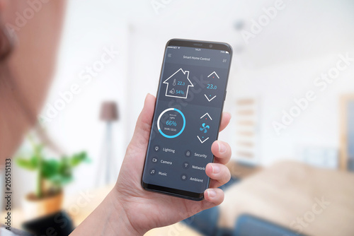 Control home temperature, light, security with modern mobile phone app.