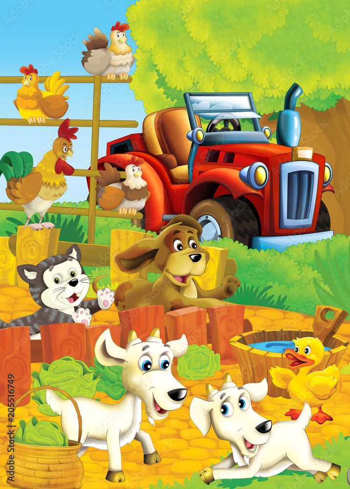 Obraz premium life on the farm - illustration for the children
