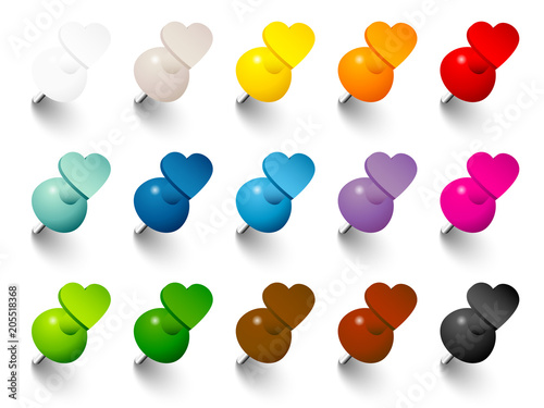 15 Heart Pins Set Shadow