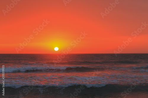 Red sunset beach
