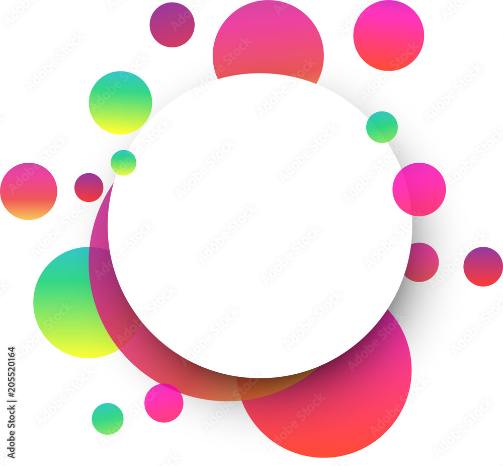 White round background with colour bubbles. White round background with colour bubbles.