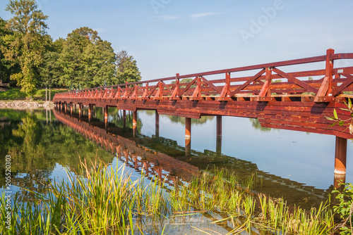 About 15 kilometers away from Vilnius, the Trakai Castle is dated 14th century and one of the main lithuanian landmarks. In the picture one of the bridges to get to the castle photo