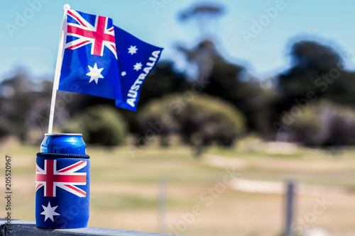 Australian flag in a soda can drink holder 