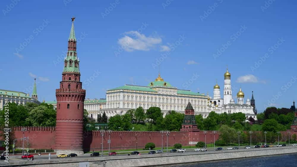 Kremlin embankment in spring in Moscow, Russia Kremlin embankment in spring in Moscow, Russia