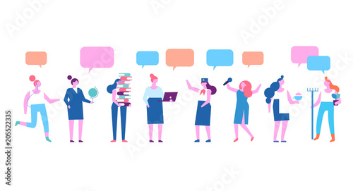 Women occupations.Flat vector illustration isolated on white.