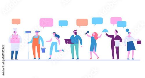 People occupations.Flat vector illustration isolated on white.