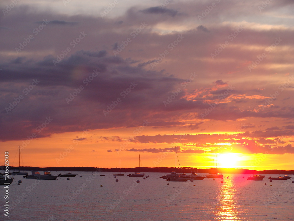 coucher de soleil sur le bassin d'arcachon