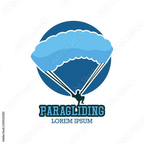 paragliding logo with text space for your slogan / tag line, vector illustration