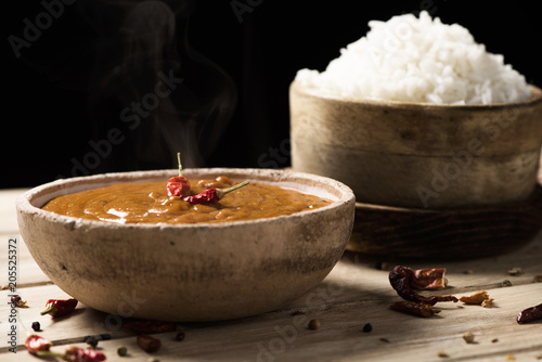 chicken korma curry and rice photo